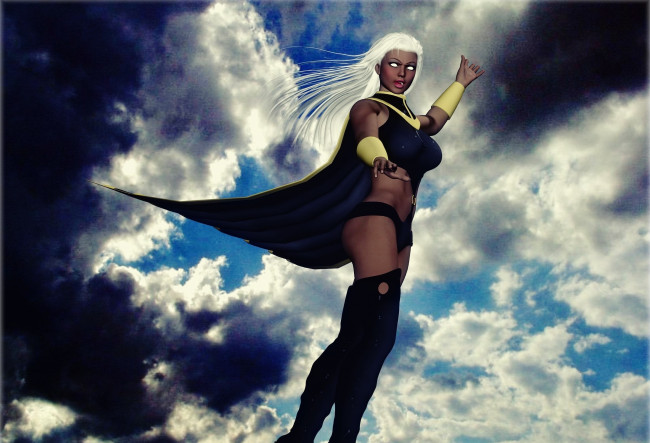 Обои картинки фото 3д графика, фантазия , fantasy, взгляд, фон, полет, девушка, облака