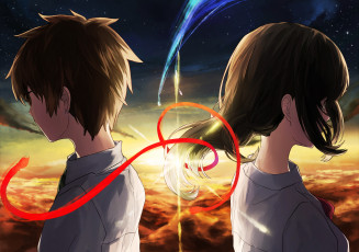 Картинка аниме kimi+no+na+wa фон взгляд девушка