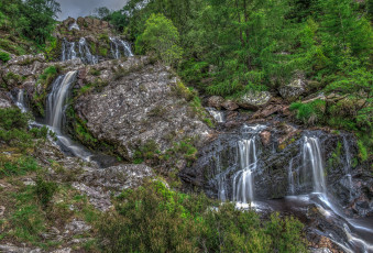 Картинка природа водопады лес река водопад