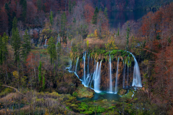 Картинка природа водопады лес река водопад