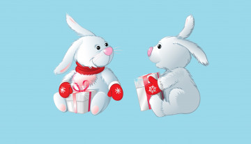 Картинка праздничные векторная+графика+ новый+год арт подарки рукавицы праздник зайчик новый год настроение