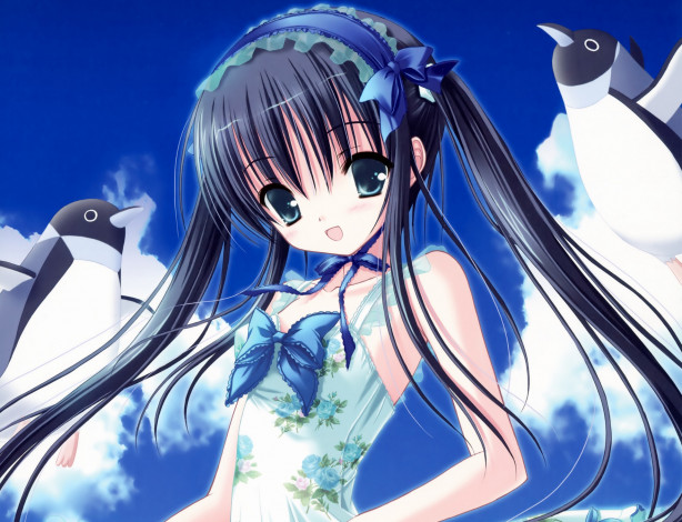 Обои картинки фото аниме, tinkerbell , artbook, пингвины, девочка