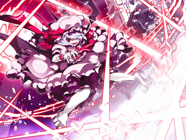 Обои картинки фото аниме, touhou, фон, взгляд, девушка