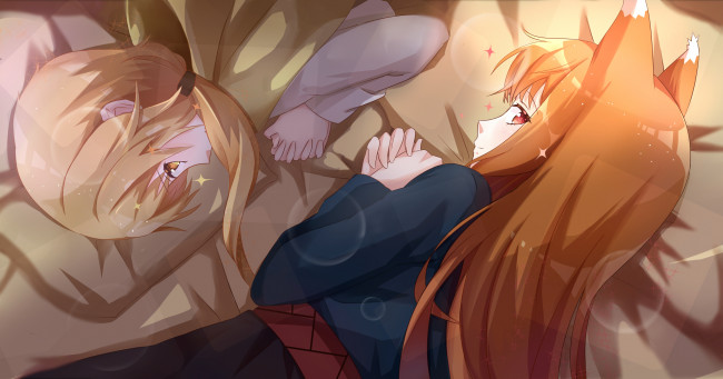 Обои картинки фото аниме, spice and wolf, nora, ardent, horo, ookami, to, koushinryou