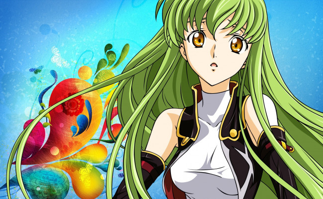 Обои картинки фото аниме, code geass, фон, взгляд, девушка