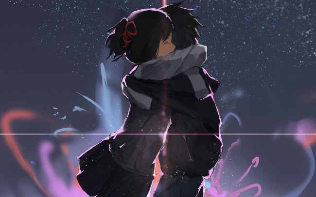 Обои картинки фото аниме, kimi no na wa, фон, взгляд, девушка