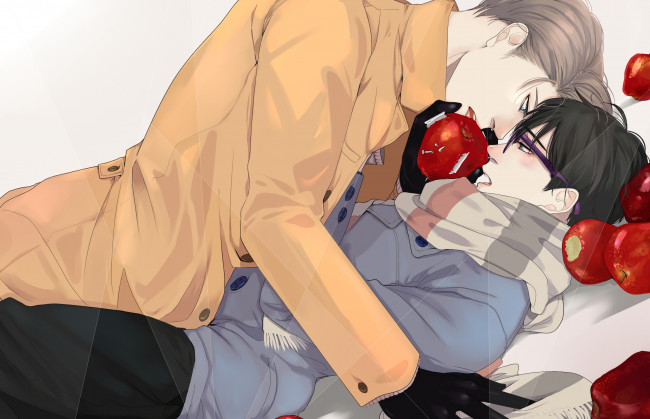 Обои картинки фото аниме, yuri on ice, katsuki, yuuri, victor, nikiforov