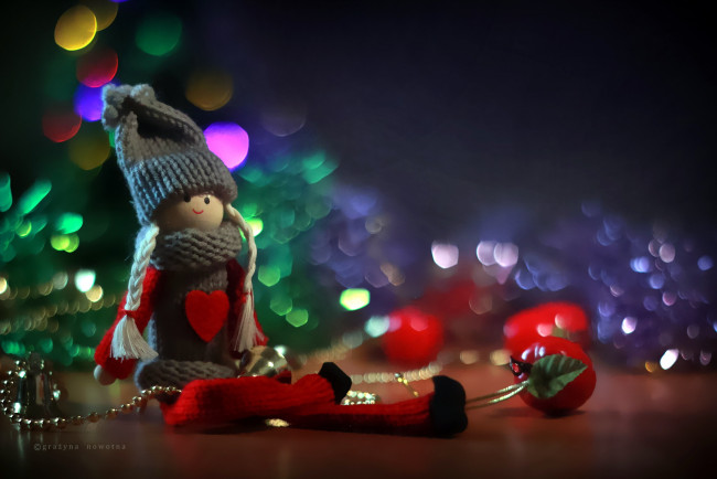 Обои картинки фото праздничные, фигурки, боке, куколка