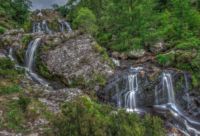 Обои картинки фото природа, водопады, лес, река, водопад