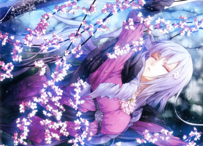 Обои картинки фото аниме, reine des fleurs, девушка, цветы