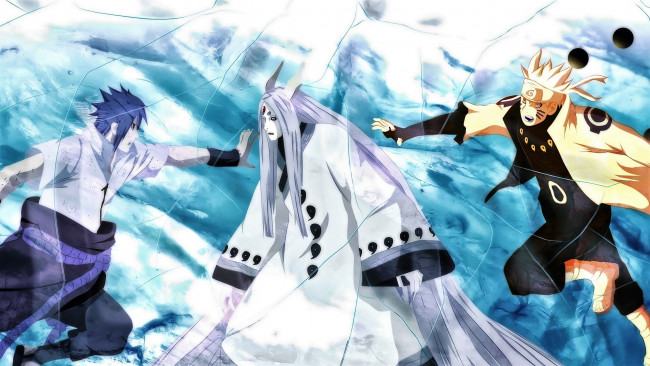 Обои картинки фото аниме, naruto, бой, наруто, узумаки, саске, кагуйя, учиха