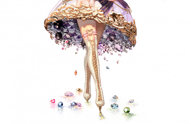 Обои картинки фото рисованное, минимализм, фон, ботфорты, подол, бриллианты, девушка