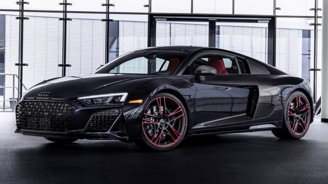 Обои картинки фото audi r8 coupe panther edition , us,  2021, автомобили, audi, r8, coupe, panther, edition, 2021, мечта, любого, школьника