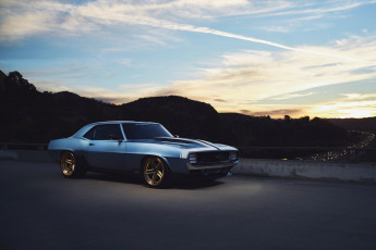 Картинка автомобили camaro chevrolet 1969 blue side g-code ringbrothers