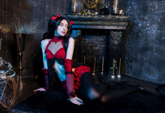 обоя девушки, momo, образ, костюм, камин