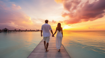 Картинка разное мужчина+женщина море закат влюбленные