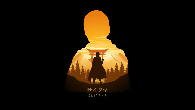 Обои картинки фото one-punch man, аниме, one punch man, saitama, силуэт, one, punch, man, персонаж