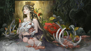 Картинка фэнтези красавицы+и+чудовища азия китай девушка тигр смерть
