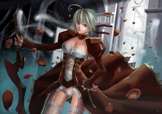 Картинка аниме fate stay night девушка платье saber меч