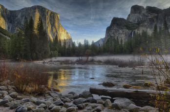 Картинка природа реки озера yosemite national park камни лес река горы