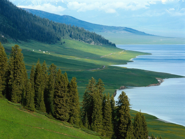 Обои картинки фото природа, реки, озера, горы, озеро, лес