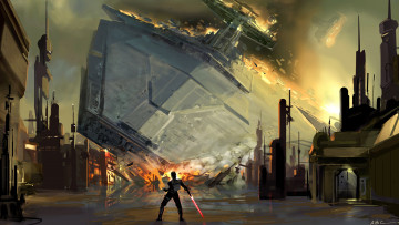 Картинка фэнтези star+wars star wars джедай звездолет столкновение