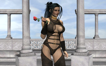 обоя 3д графика, people , люди, роза, девушка