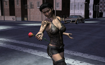 обоя 3д графика, people , люди, роза, девушка