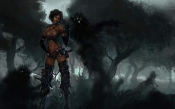 Картинка фэнтези красавицы+и+чудовища туман девушка тень