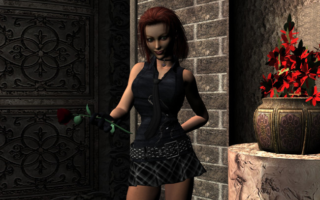 Обои картинки фото 3д графика, people , люди, девушка, роза