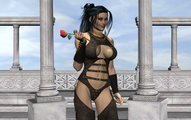 Обои картинки фото 3д графика, people , люди, роза, девушка