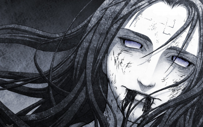 Обои картинки фото аниме, naruto, глаза, кровь, боль, неджи, хьюга