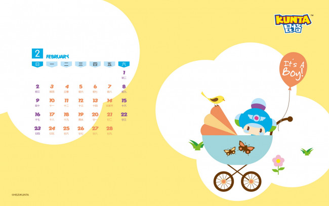 Обои картинки фото календари, рисованные,  векторная графика, ребенок, коляска, птичка