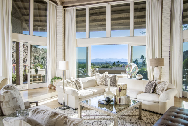 Обои картинки фото интерьер, гостиная, окна, диваны, элегантность