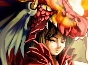 Картинка аниме животные +существа глаз дракон девушка портрет