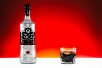 обоя бренды, русский стандарт, стакан, водка, бутылка