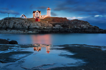 Картинка природа маяки ночь рождество иллюминация маяк