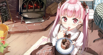 Картинка аниме kantoku+ artbook взгляд девушка дисерт пироженное miyaguchi kanna kantoku арт