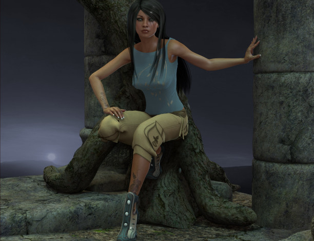 Обои картинки фото 3д графика, люди , people, фон, взгляд, девушка