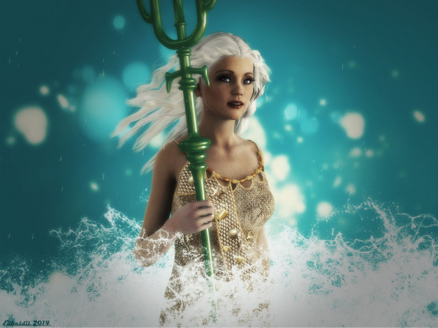 Обои картинки фото 3д графика, фантазия , fantasy, шест, фон, взгляд, девушка