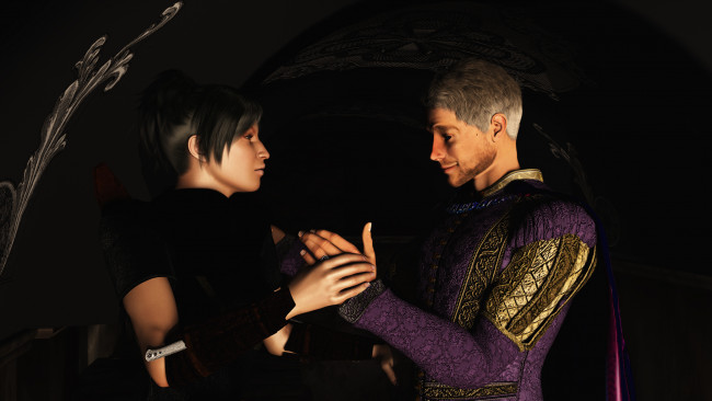 Обои картинки фото 3д графика, люди , people, мужчина, фон, взгляд, девушка