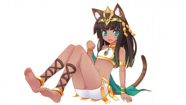 Обои картинки фото аниме, животные,  существа, naturalton, девушка, кошка, ушки, хвост, фон, арт