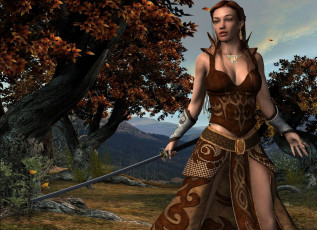 Картинка 3д+графика амазонки+ amazon девушка взгляд фон оружие