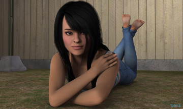 Картинка 3д+графика люди+ people девушка взгляд фон