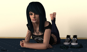 обоя 3д графика, люди , people, девушка, взгляд, фон