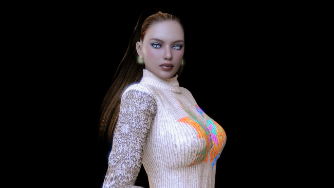 Обои картинки фото 3д графика, люди , people, девушка, взгляд, фон