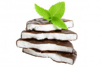 Картинка еда пирожные +кексы +печенье мята шоколад сладости десерт пирожное кокос