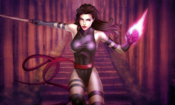 Картинка рисованное комиксы меч взгляд фон девушка