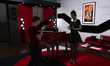 обоя 3д графика, люди , people, девушка, взгляд, фон, парень