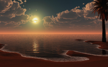 Картинка 3д+графика природа+ nature облака море закат
